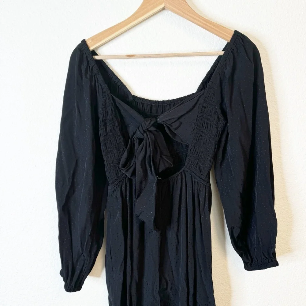 Madewell Lucie Tie-Back Long-Sleeve Jumpsuit in Black Star Jacquard Size 0 US - Picture 4 of 7